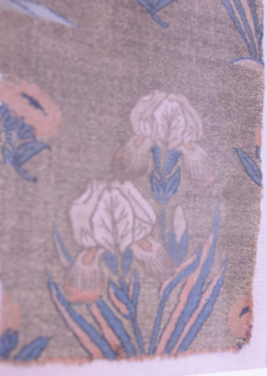 Textile Fragments with Irises, Silk, metal wrapped thread; lampas
