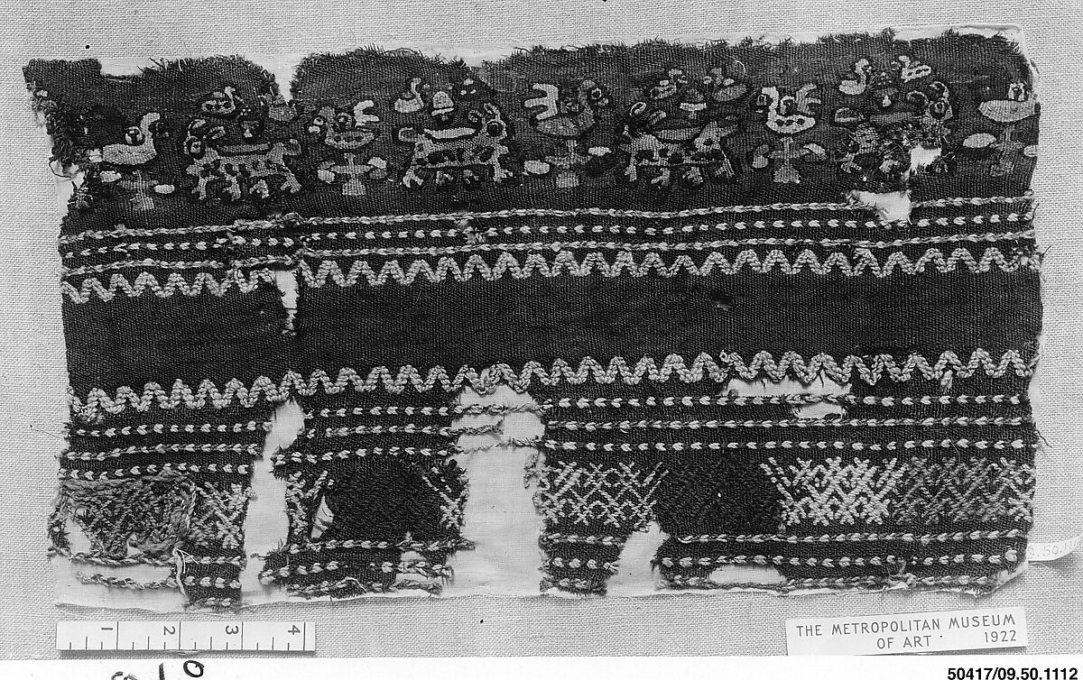 Band, Wool; tapestry weave, embroidered