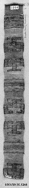 Band, Silk, cotton, metal wrapped thread; tapestry weave