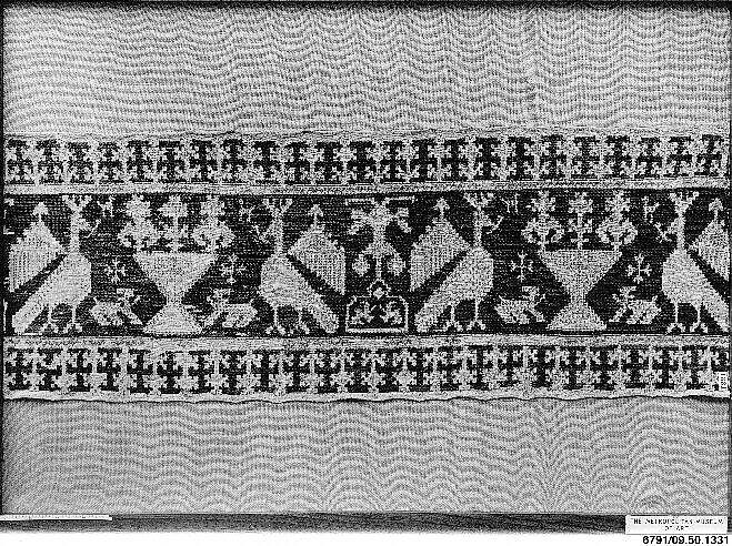 Band, Silk, linen; embroidered 