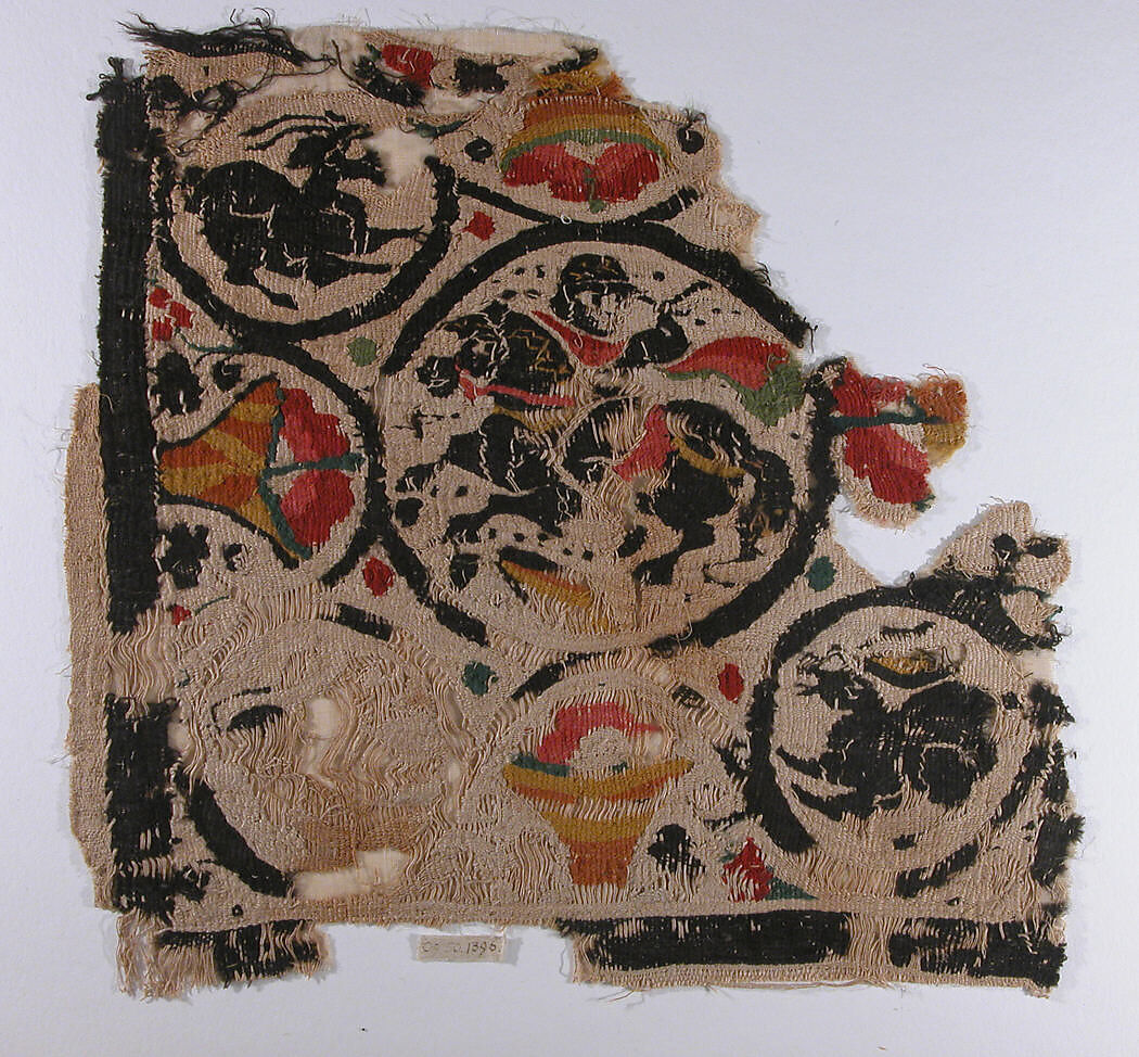 Square, Linen, wool; tapestry weave 