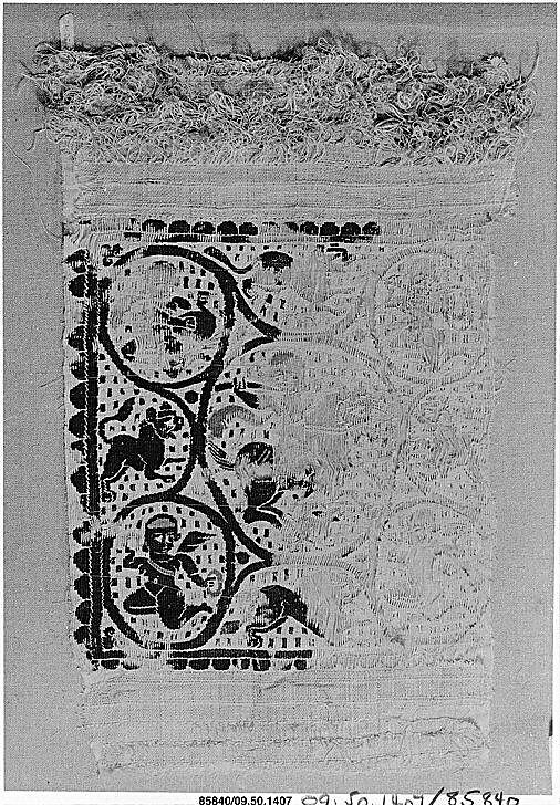 Textile Fragment, Linen, wool; tapestry weave, looped embroidery