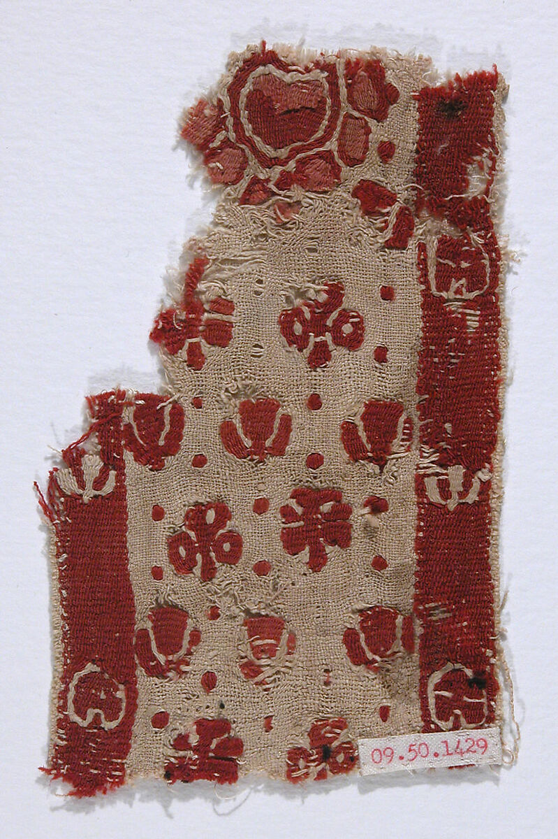 Fragment of a Band, Linen, wool; tapestry weave 