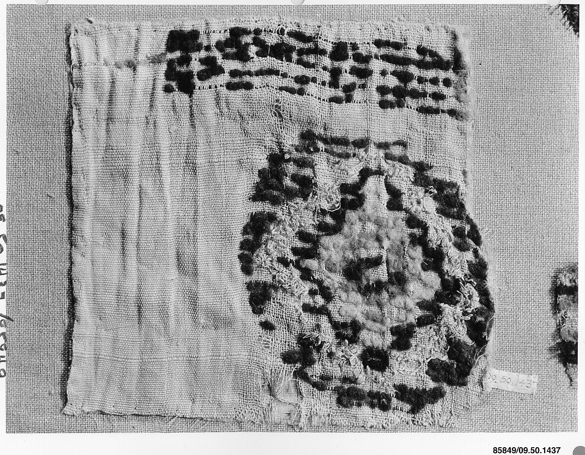 Textile Fragment, Linen, wool; tapestry weave, looped embroidery