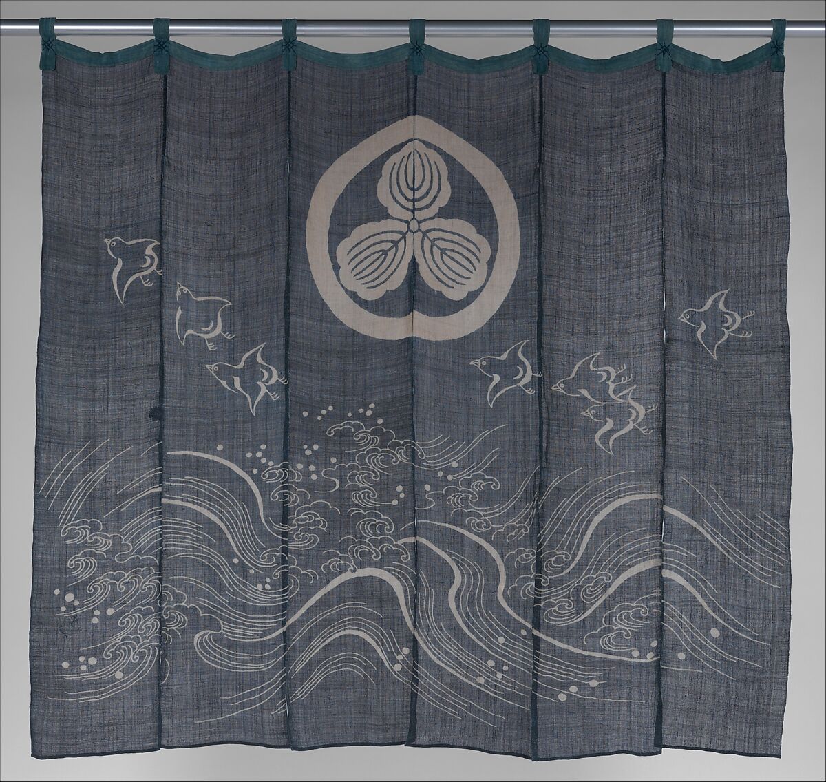 Noren with Design of Oak-Leaf Crest, Plovers, and Waves | Japan | Meiji period (1868\u20131912) | The ...