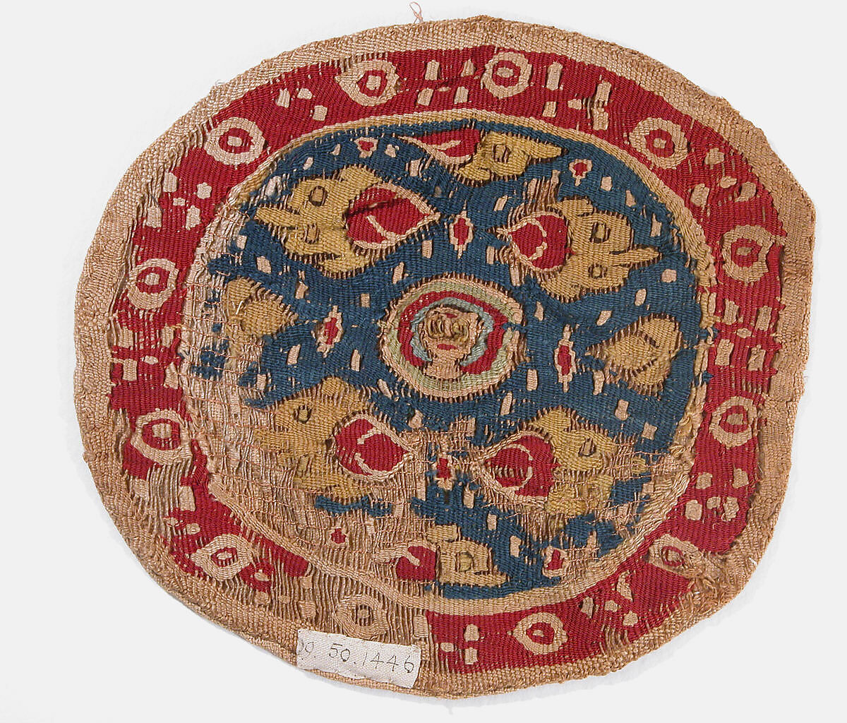 Roundel, Linen, wool; tapestry weave 