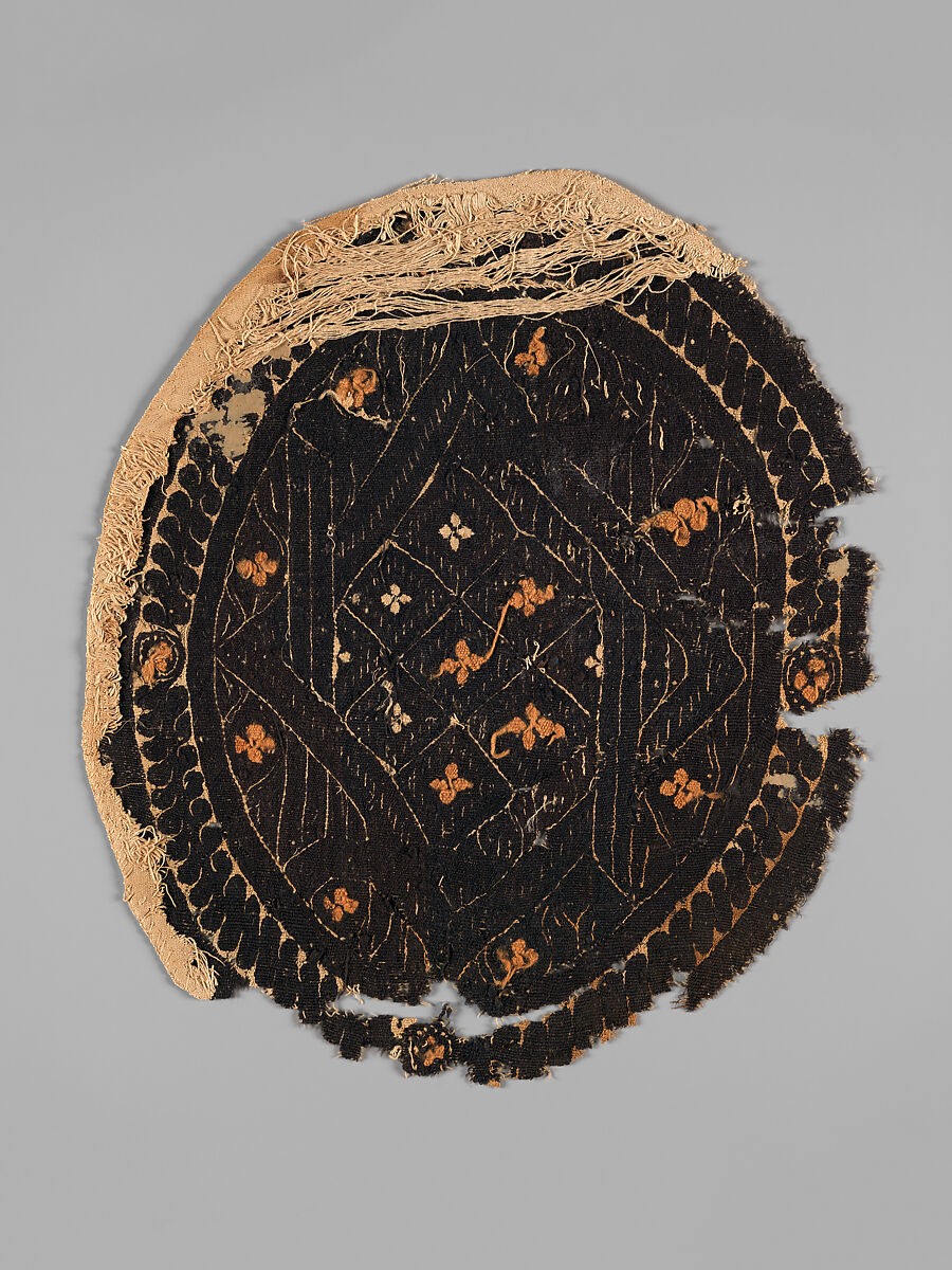 Roundel, Linen, wool; tapestry weave