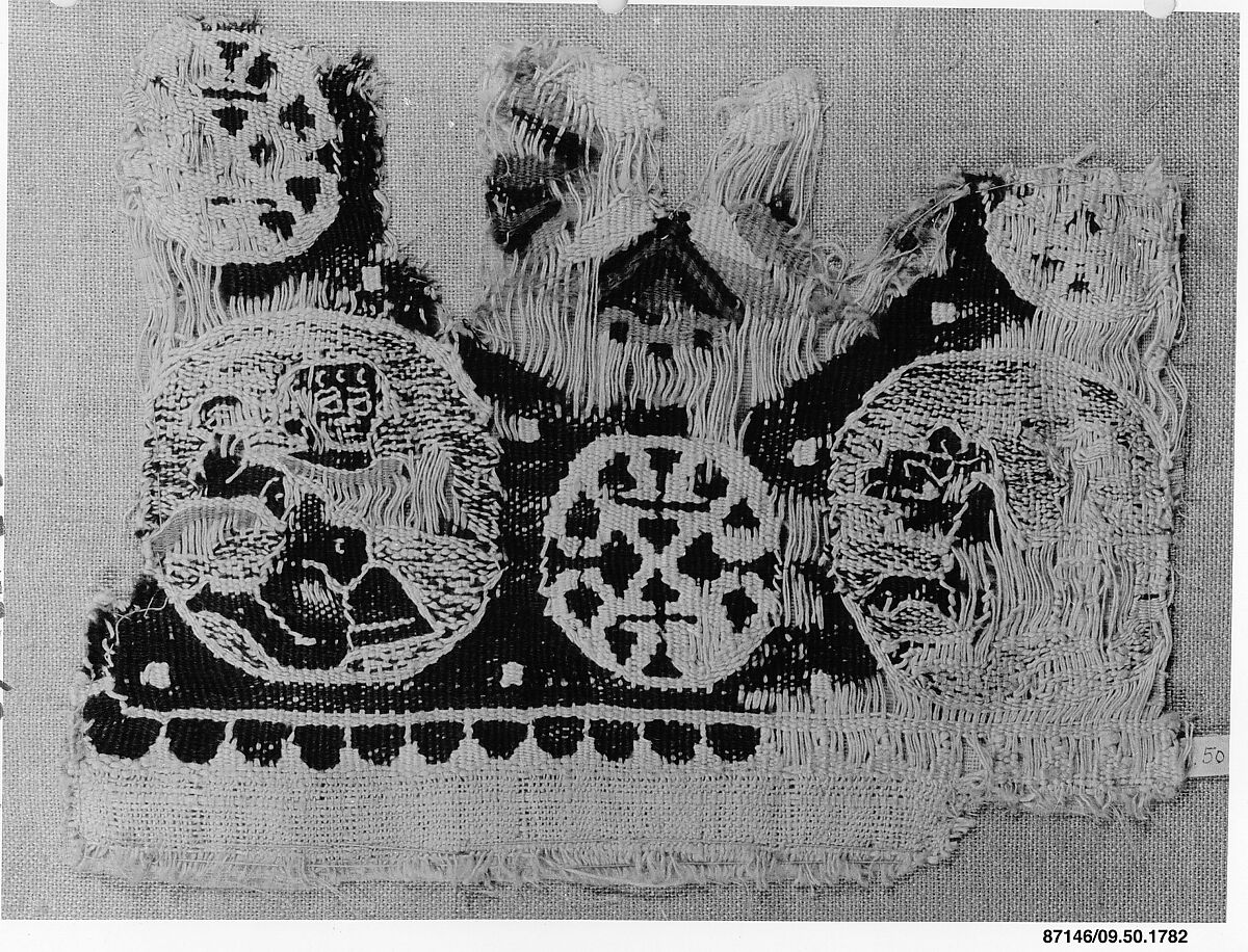 Textile Fragment, Linen, wool; tapestry weave