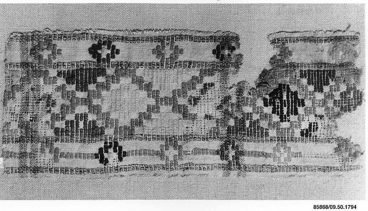 Band, Linen, wool; tapestry weave, embroidered 