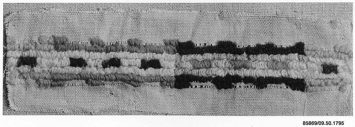 Band, Linen, wool; looped embroidery