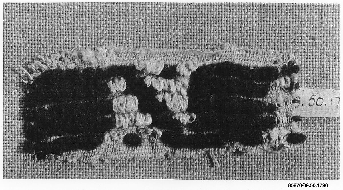 Band Fragment, Linen, wool; looped embroidery 