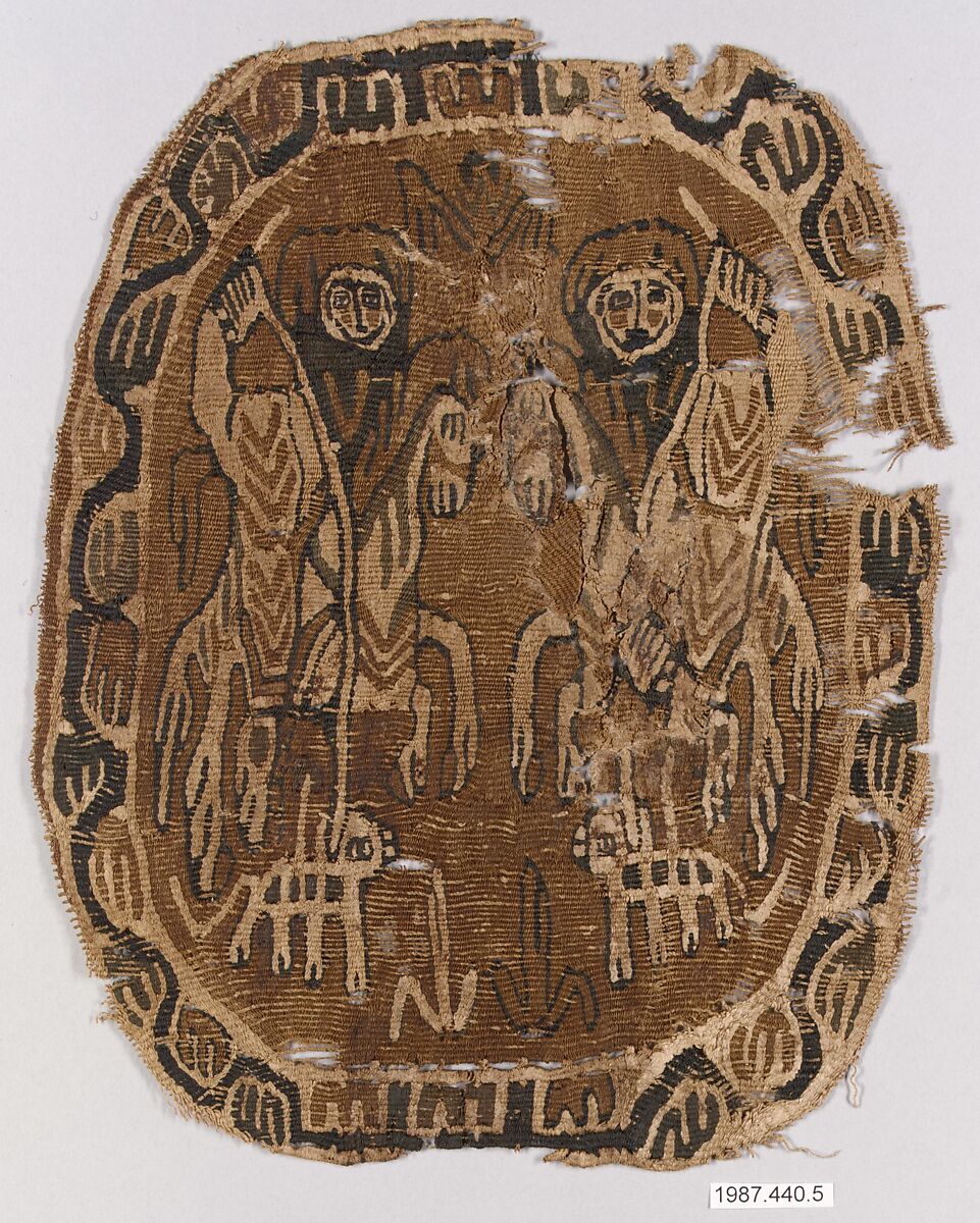Textile Fragment, Linen, wool; tapestry weave