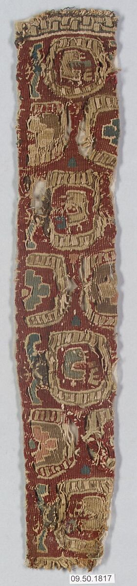 Textile Fragment, Linen, wool; tapestry weave 