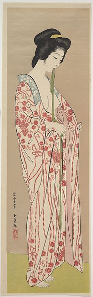 Woman Dressing, Hashiguchi Goyō (Japanese, 1881–1921), Woodblock print; ink, color, and mica on paper, Japan 