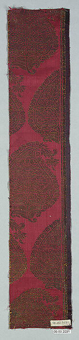 Textile Fragment, Silk and metal wrapped thread; twill weave, brocaded (kincob) 
