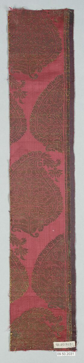 Textile Fragment, Silk and metal wrapped thread; twill weave, brocaded (kincob)