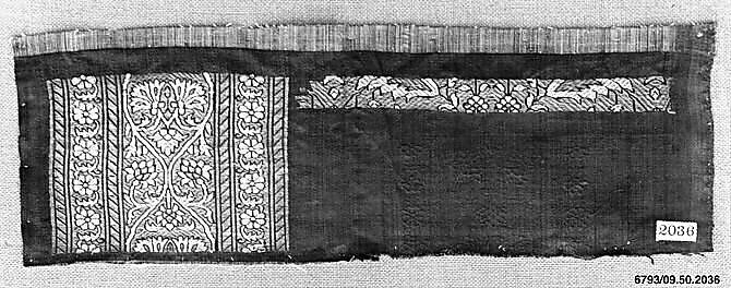 Textile Fragment, Silk and metal wrapped thread; satin weave, brocaded (kincob) 