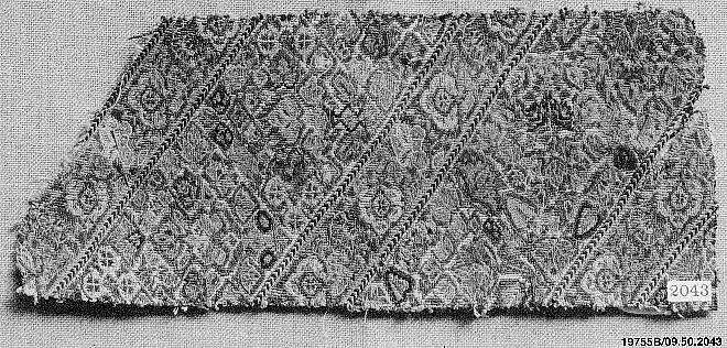 Fragment from Women's Trousers, Linen, silk; plain weave, embroidered