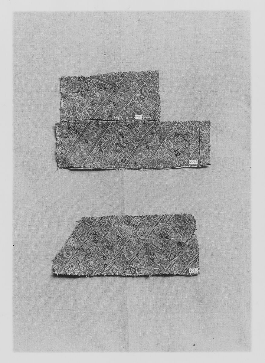 Fragment from Women's Trousers, Linen, silk; plain weave, embroidered