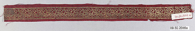Textile Fragment, Silk and metal wrapped thread; satin weave, brocaded (kincob)