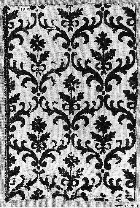 Panel, Silk, cotton; velvet, brocaded 