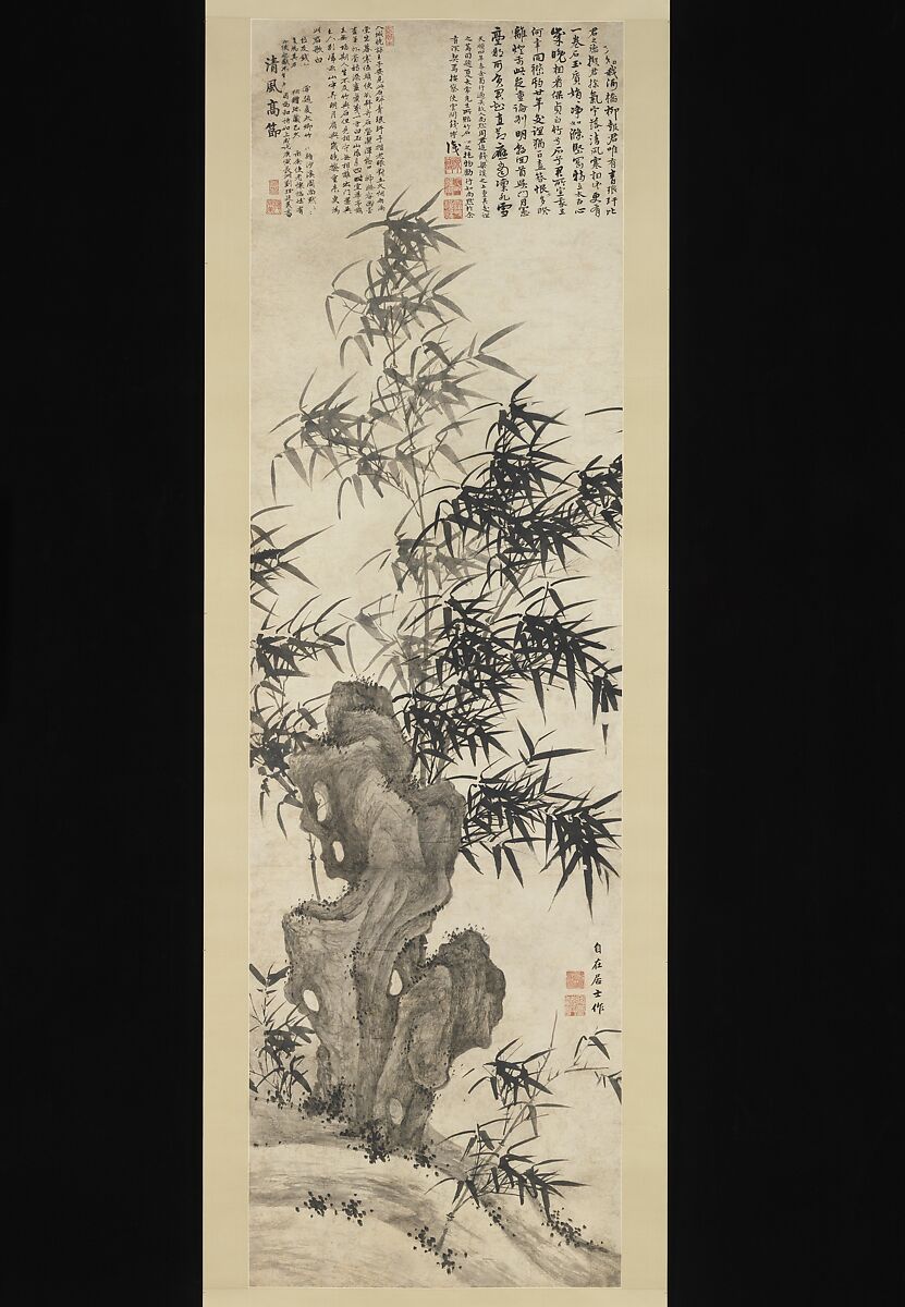 Windblown bamboo, Xia Chang (Chinese, 1388–1470), Hanging scroll; ink on paper, China 