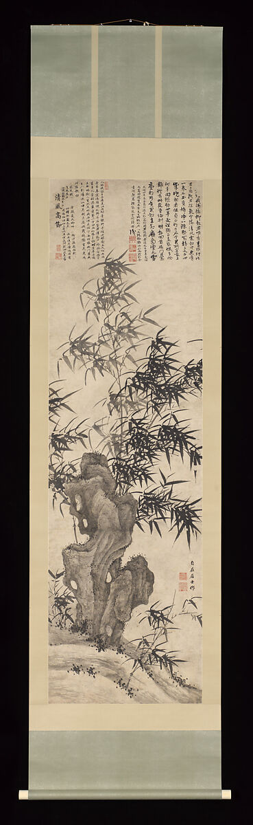 Windblown bamboo, Xia Chang (Chinese, 1388–1470), Hanging scroll; ink on paper, China