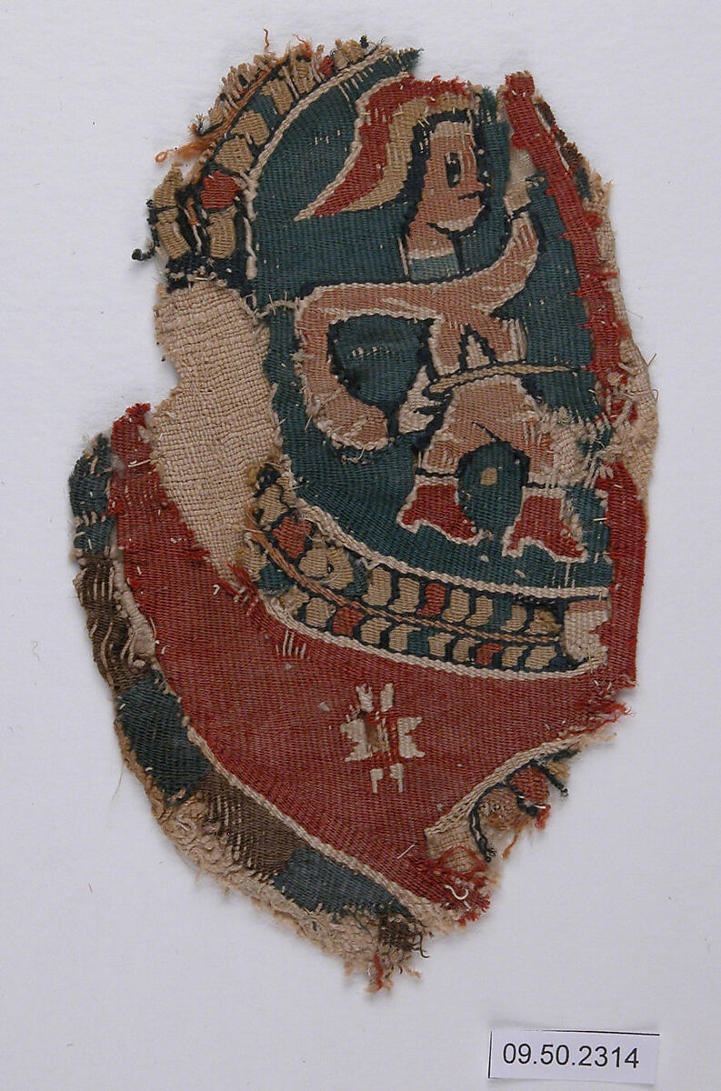 Textile Fragment, Linen, wool; tapestry weave 