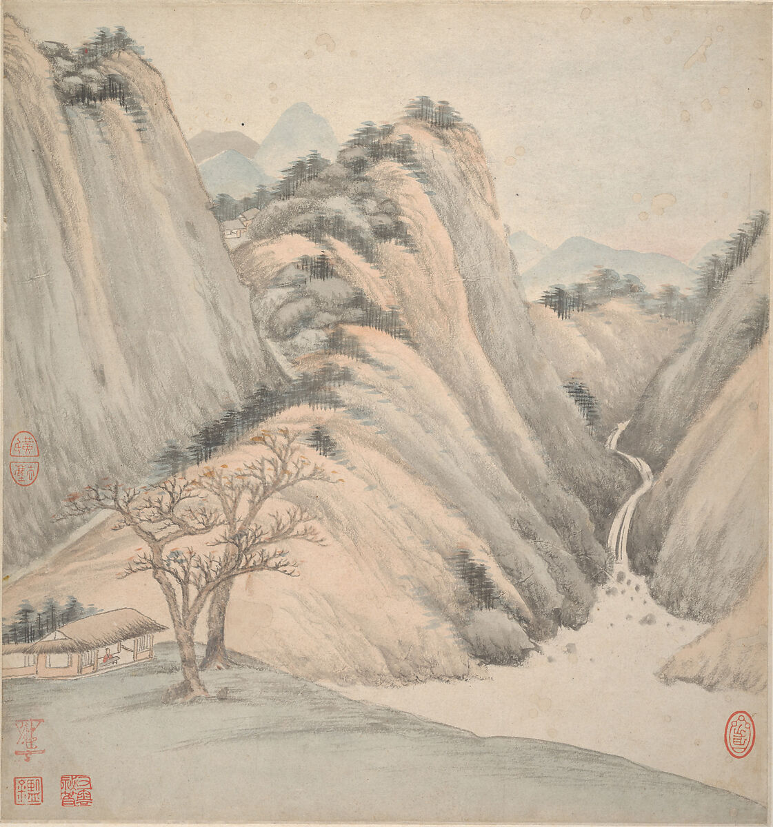 Landscapes in the styles of ancient masters, Wang Jian (Chinese, 1609–1677/88), Album of eighteen leaves; ink and color on paper, China