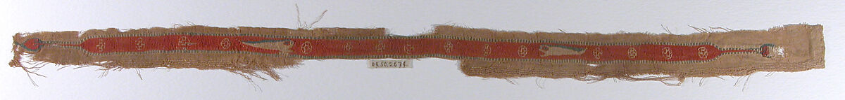 Shoulder Band Fragment, Linen, wool; tapestry weave 