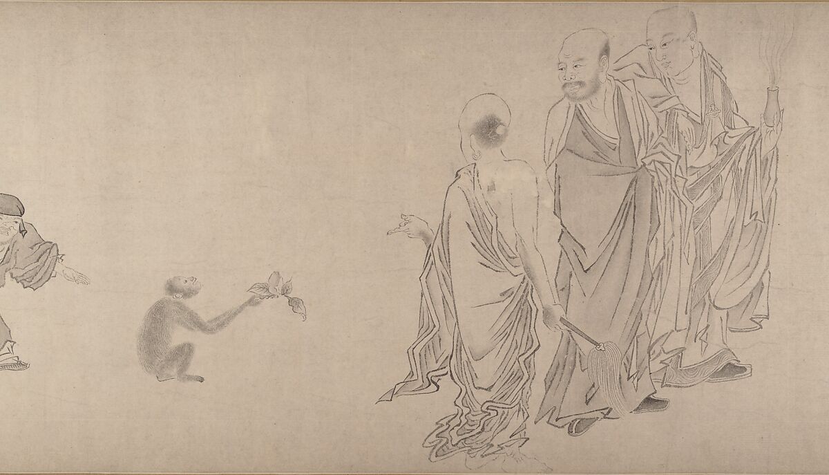 The Sixteen Luohans, Attributed to Qiu Ying (Chinese, ca. 1495–1552), Handscroll; ink on paper, China