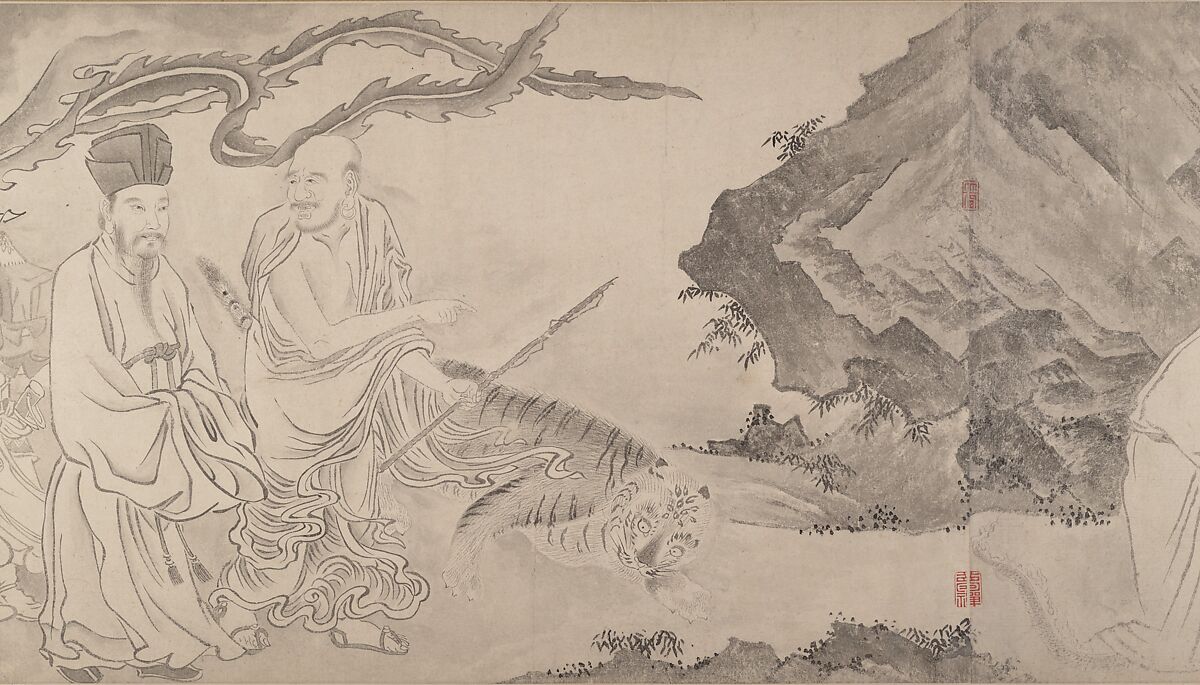 The Sixteen Luohans, Attributed to Qiu Ying (Chinese, ca. 1495–1552), Handscroll; ink on paper, China