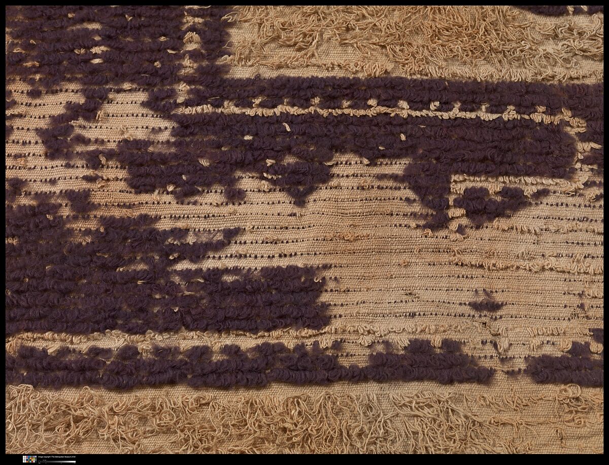 Textile Fragment, Linen, wool; tapestry weave, looped embroidery