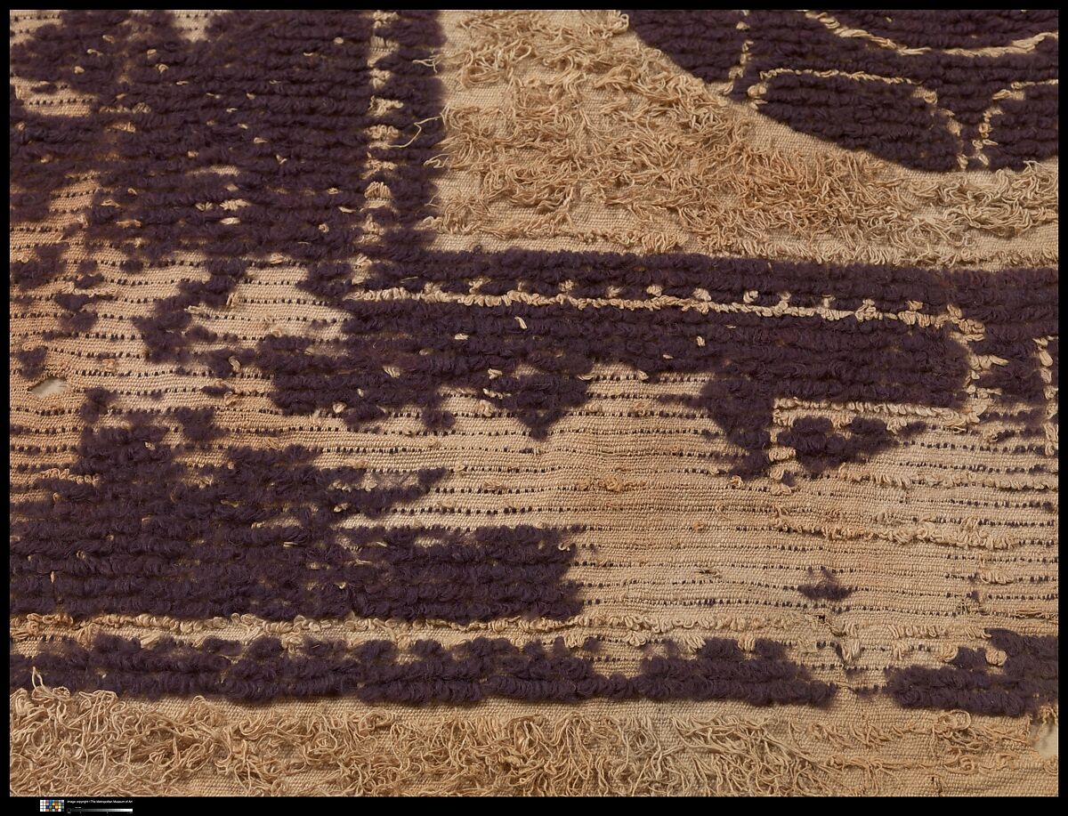Textile Fragment, Linen, wool; tapestry weave, looped embroidery