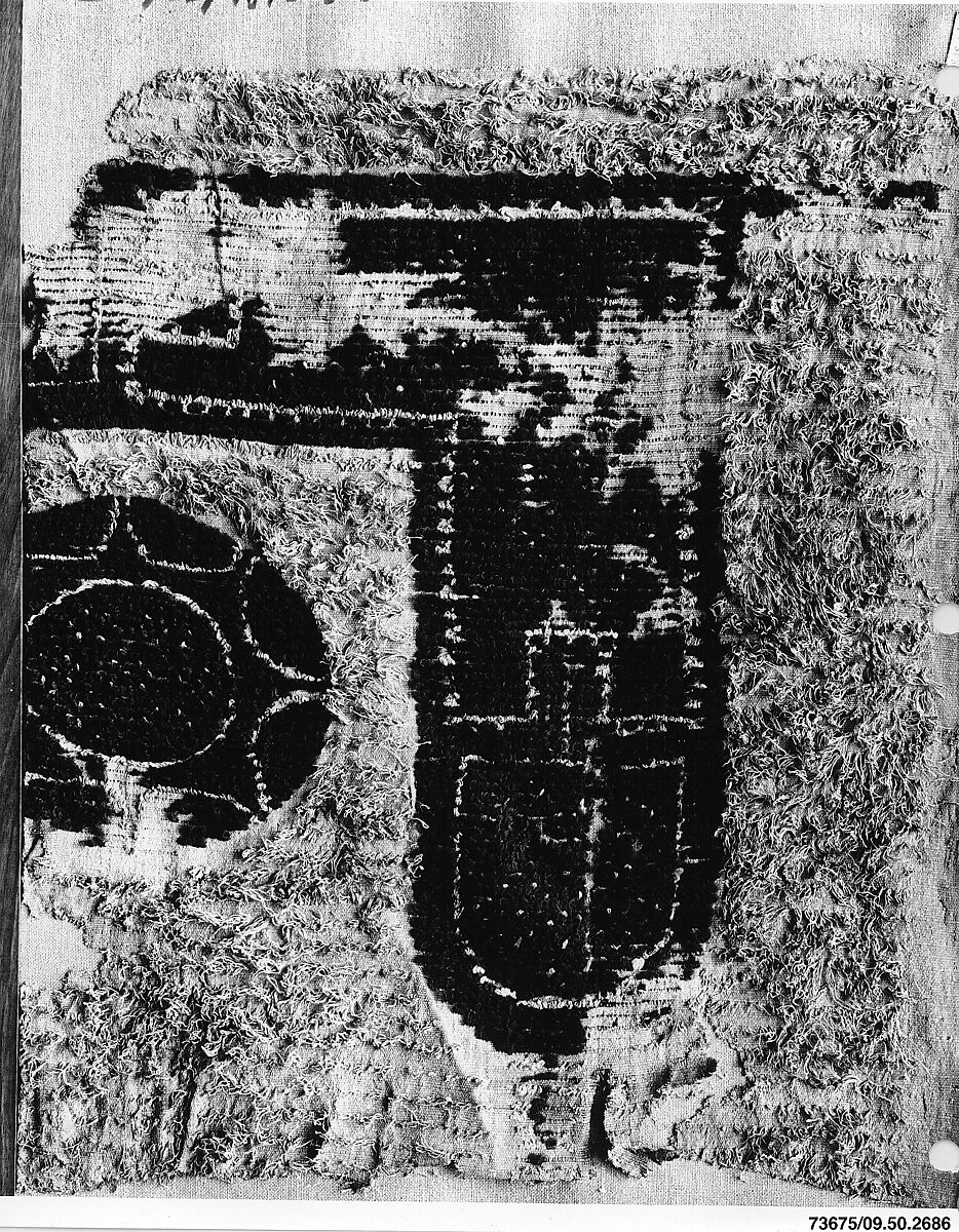 Textile Fragment, Linen, wool; tapestry weave, looped embroidery