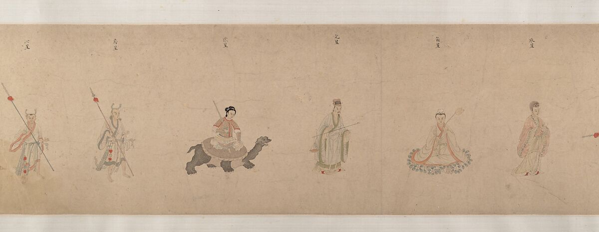 Divinities of the Planets and Constellations, Attributed to Qiu Ying (Chinese, ca. 1495–1552), Handscroll; ink and color on paper, China