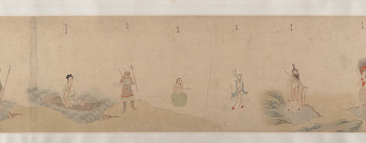 Divinities of the Planets and Constellations, Attributed to Qiu Ying (Chinese, ca. 1495–1552), Handscroll; ink and color on paper, China