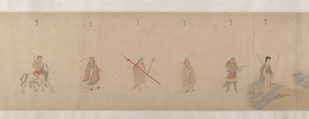 Divinities of the Planets and Constellations, Attributed to Qiu Ying (Chinese, ca. 1495–1552), Handscroll; ink and color on paper, China