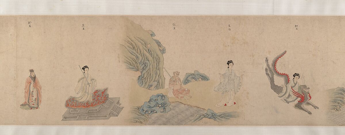 Divinities of the Planets and Constellations, Attributed to Qiu Ying (Chinese, ca. 1495–1552), Handscroll; ink and color on paper, China