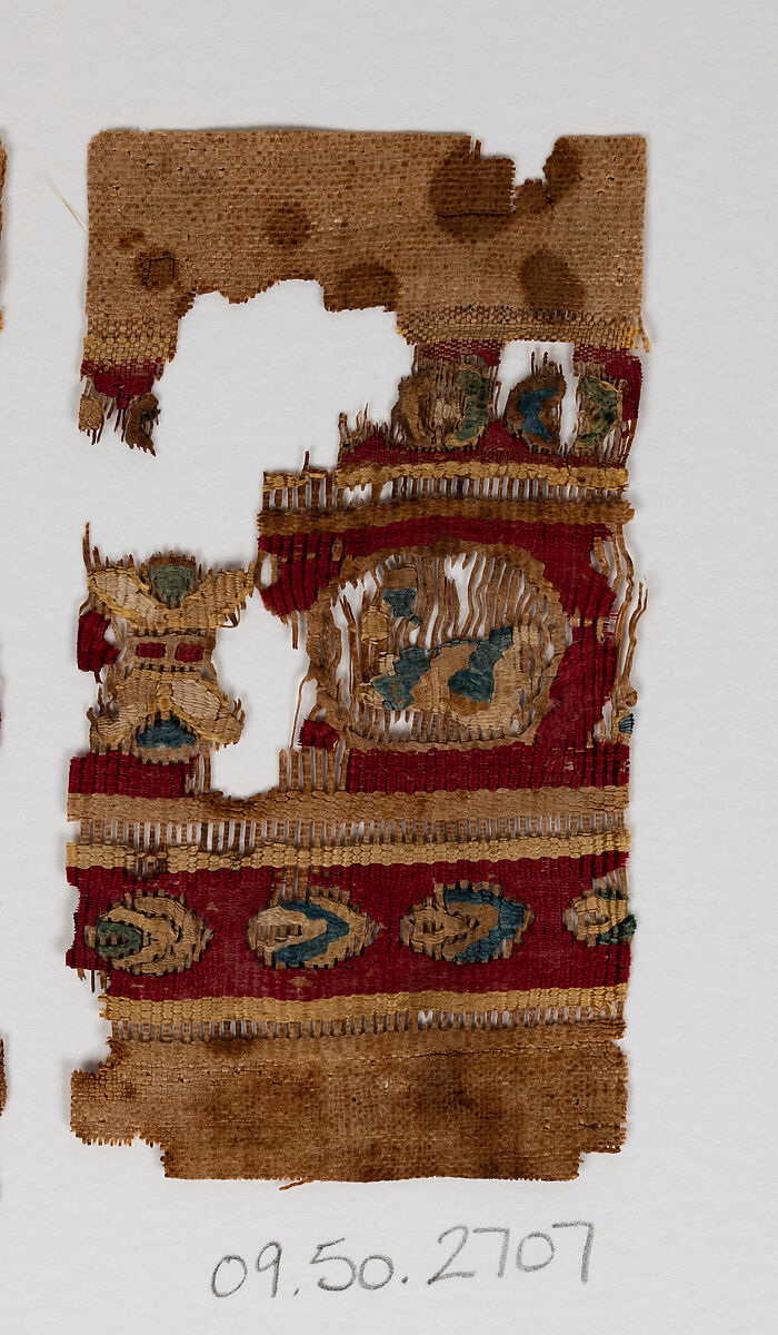 Textile Fragment, Linen, silk; tapestry weave 