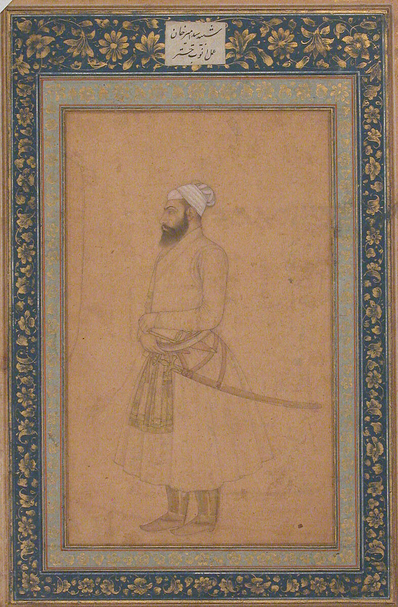 Portrait of Sayyid Amir Khan, Ink, watercolor, and gold on paper 
