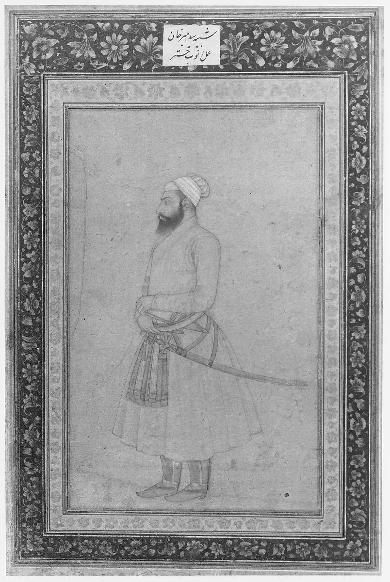 Portrait of Sayyid Amir Khan, Ink, watercolor, and gold on paper