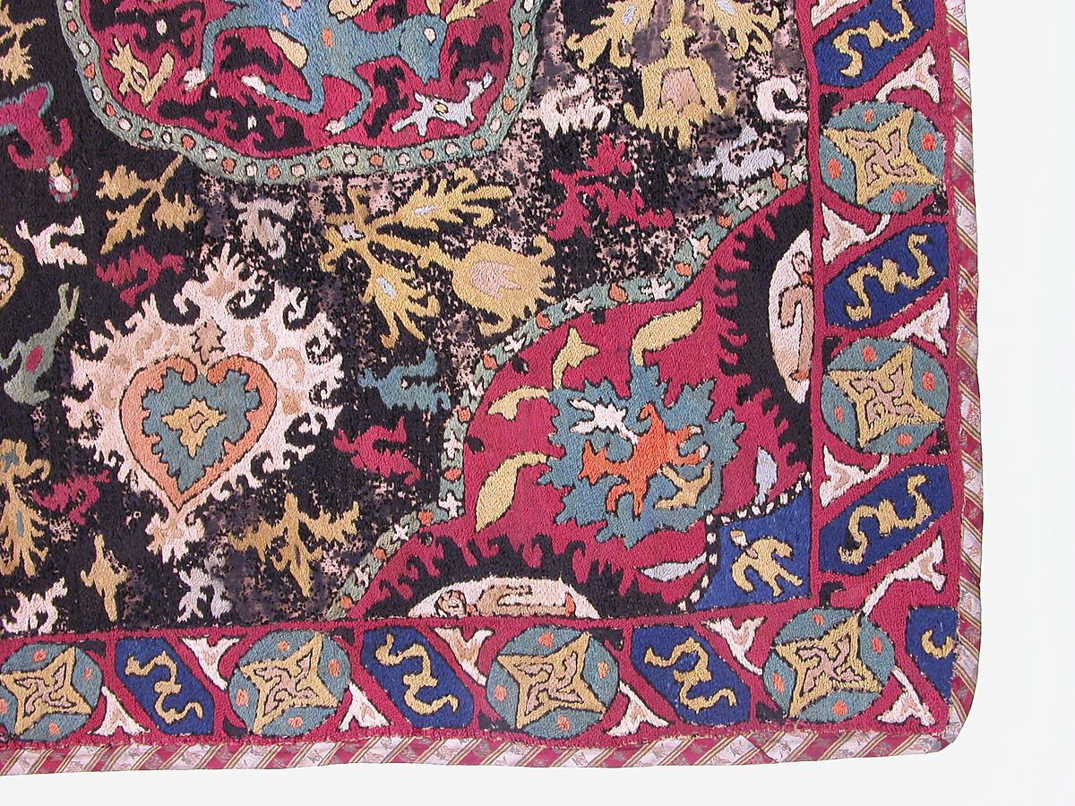 Cover, Cotton, silk; plain weave, embroidered