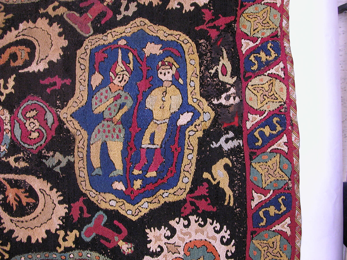 Cover, Cotton, silk; plain weave, embroidered