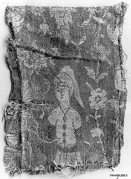 Textile Fragment, Silk, metal wrapped thread; lampas 