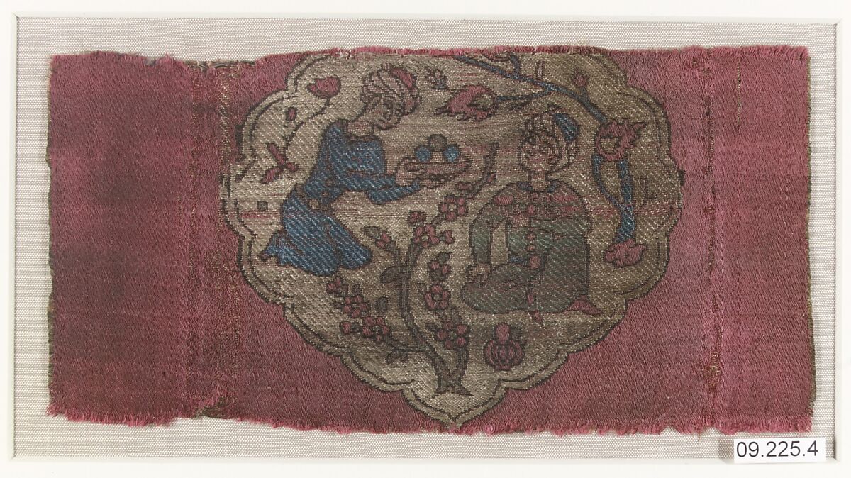 Textile Fragment, Silk, metal wrapped thread; lampas