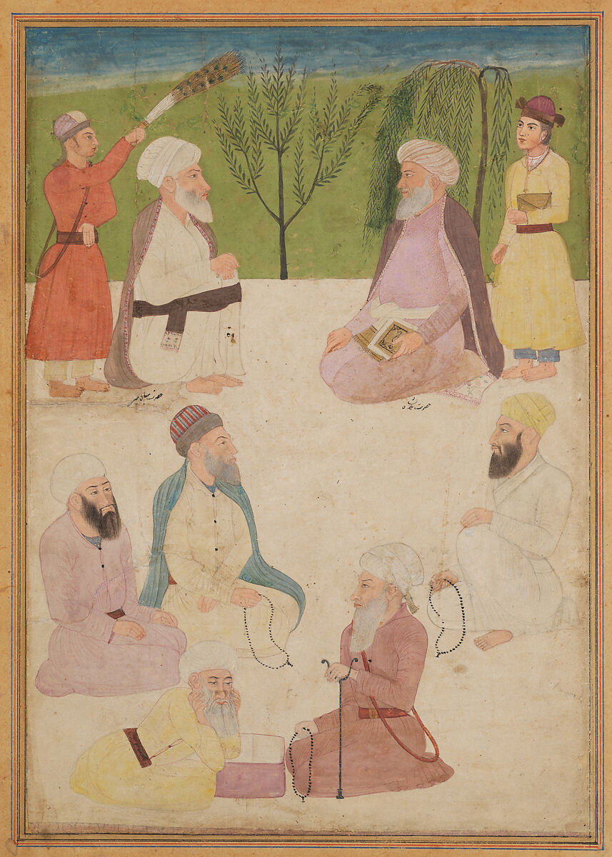 Portrait of Mian Mir and Mulla Shah, Attributed to Muhammad Musa, Watercolor on paper