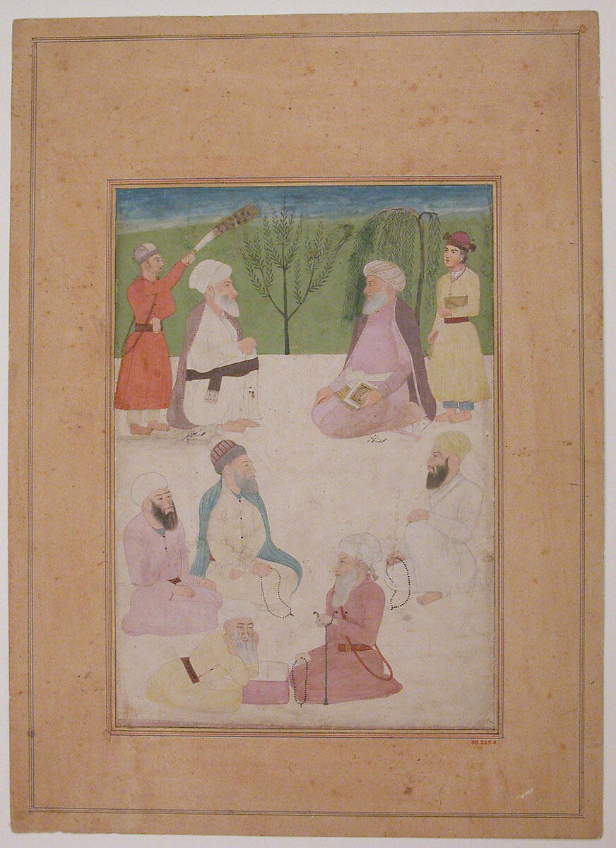 Portrait of Mian Mir and Mulla Shah, Attributed to Muhammad Musa, Watercolor on paper