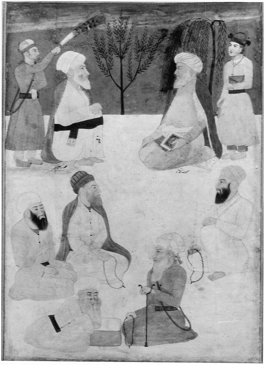 Portrait of Mian Mir and Mulla Shah, Attributed to Muhammad Musa, Watercolor on paper