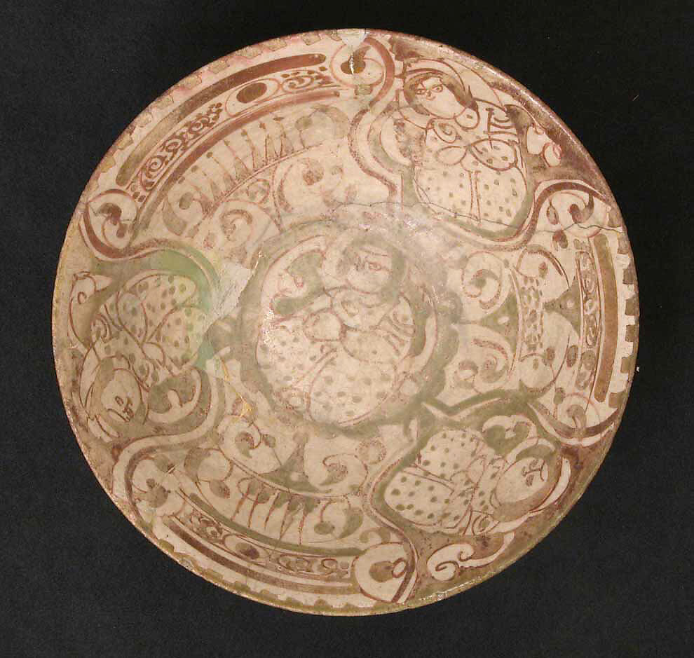 Bowl, Stonepaste; luster-painted on an opaque white glaze under a transparent glaze 